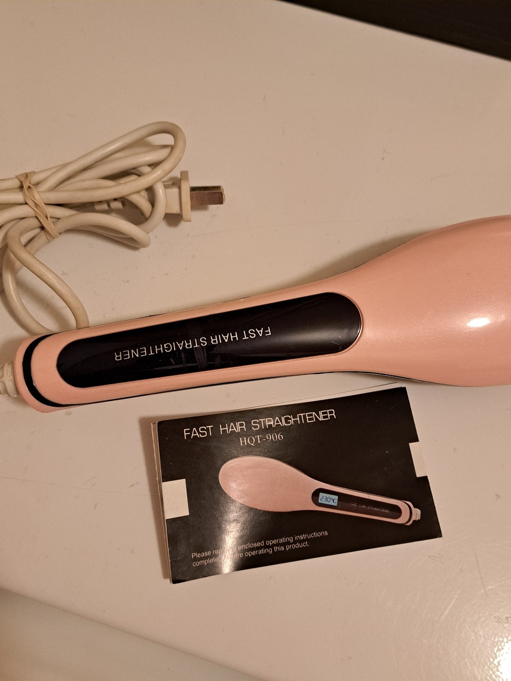Fast Hair Straightener Brush - Pink Temps 60°C-230°C Works #HQT-906